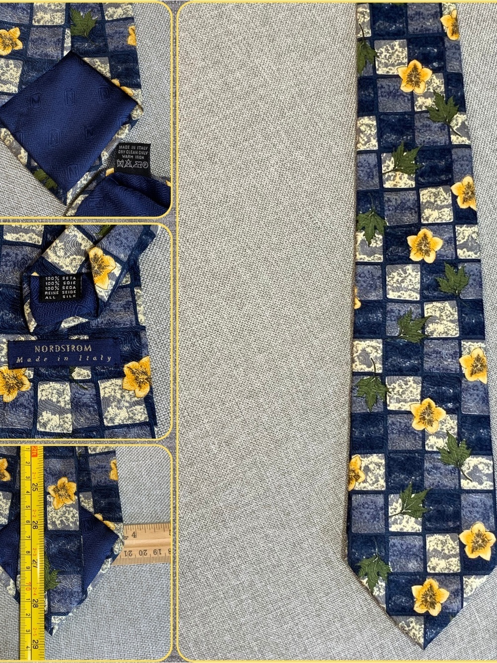Nordstrom Made in Italy Silk Floral Tile Tie